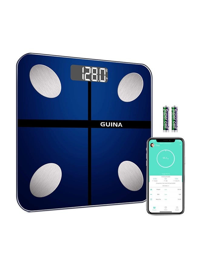 Smart Digital Bluetooth Weight Scale Blue/Silver 11x11.2x1.1inch  - Image 1