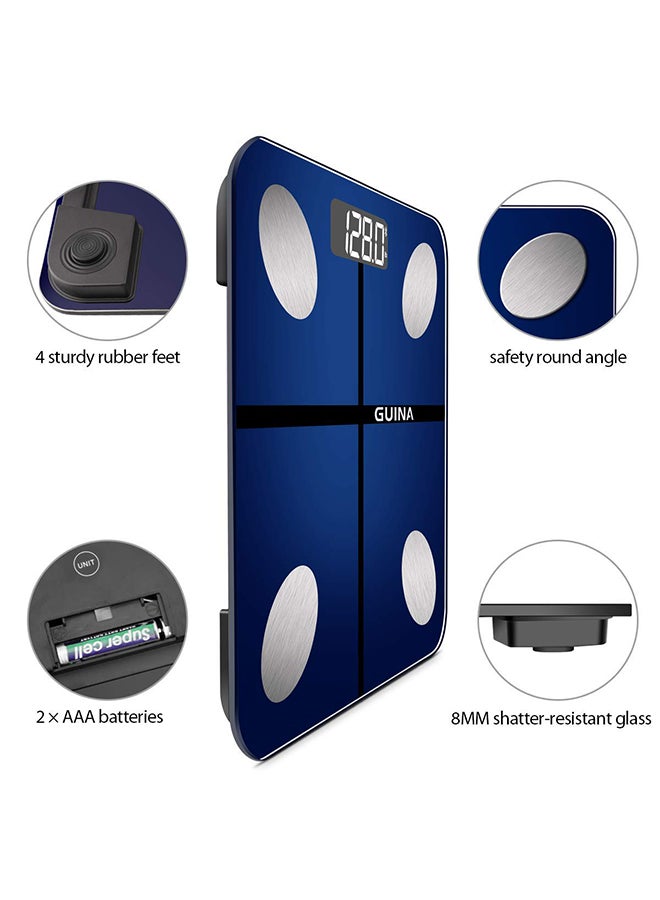 Smart Digital Bluetooth Weight Scale Blue/Silver 11x11.2x1.1inch  - Image 3