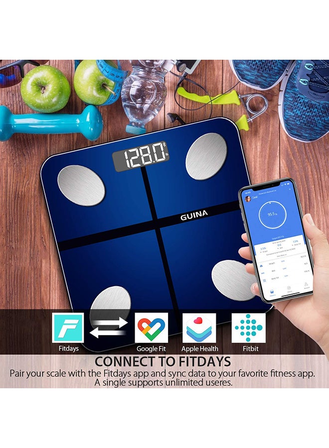 Smart Digital Bluetooth Weight Scale Blue/Silver 11x11.2x1.1inch  - Image 4