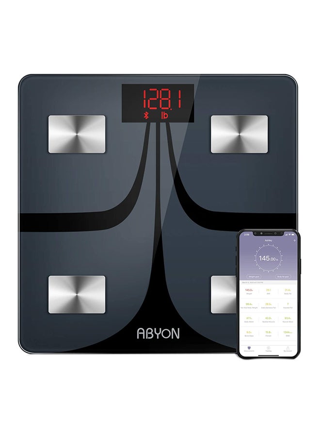 Smart Digital Bluetooth Weight Scale Black/Silver 10.24x10.24x1inch  - Image 1