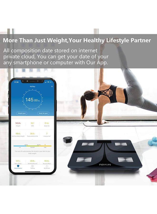 Smart Digital Bluetooth Weight Scale Black/Silver 10.24x10.24x1inch  - Image 3