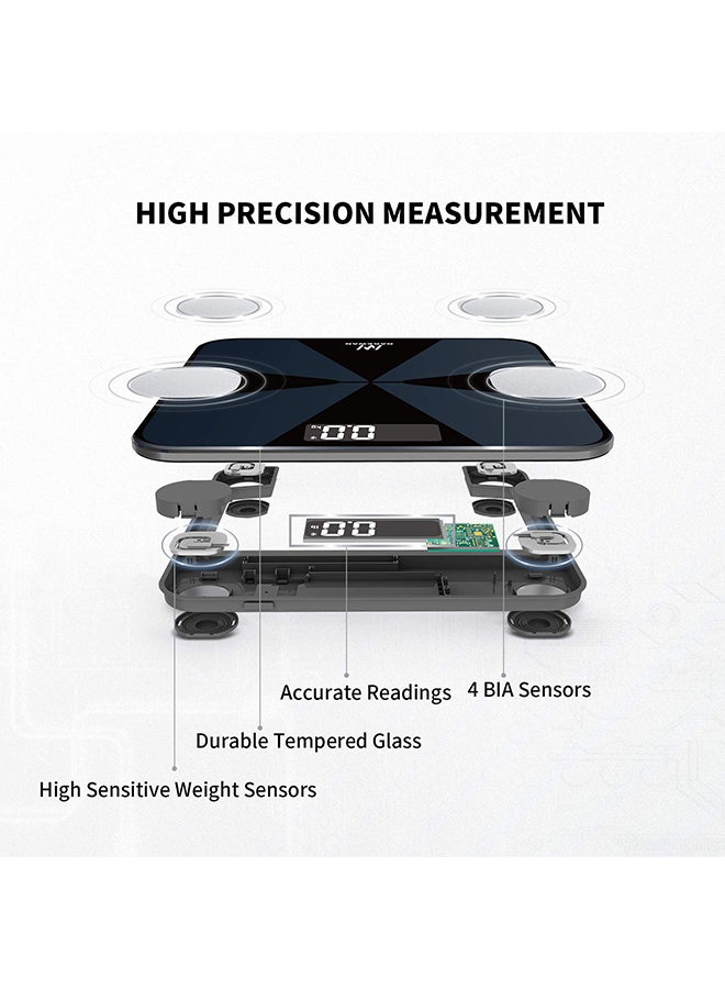Smart Digital Bluetooth Weight Scale Grey/Silver 11x11.2x1.1inch  - Image 4