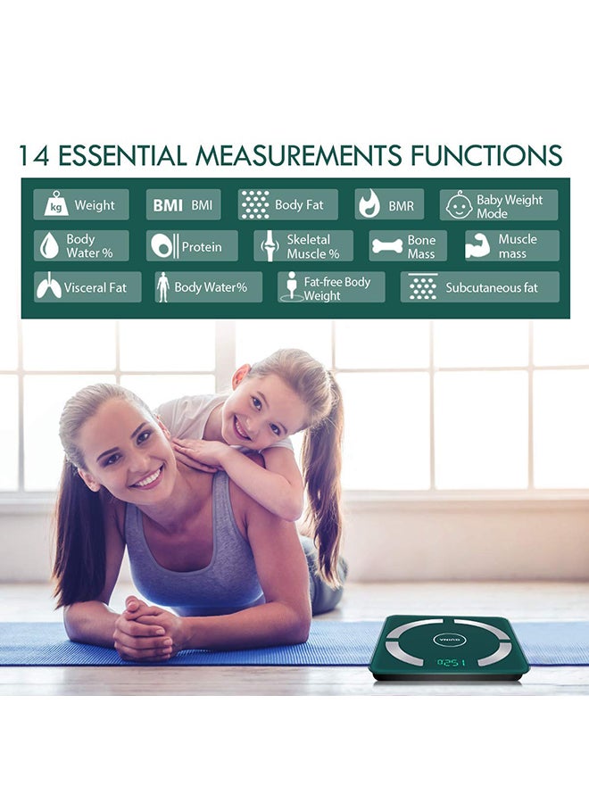 Generic - Smart Digital Bluetooth Weight Scale Green/Silver 10.2x10.2x0.85inch - Image 1