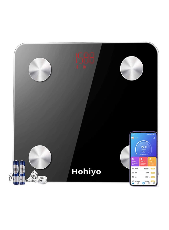 Smart Digital Bluetooth Weight Scale Black/Silver 11x11.2x1.1inch  - Image 1
