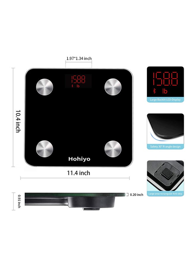 Smart Digital Bluetooth Weight Scale Black/Silver 11x11.2x1.1inch  - Image 2