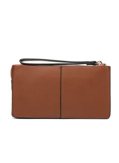 SAGA Classy Solid Zipper Wallet Brown  - Image 2