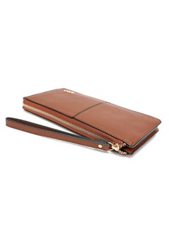 SAGA Classy Solid Zipper Wallet Brown  - Image 3