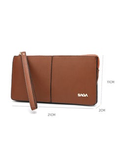 SAGA Classy Solid Zipper Wallet Brown  - Image 5