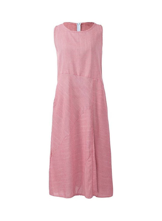 Linen Retro Casual Dress Pink  - Image 1