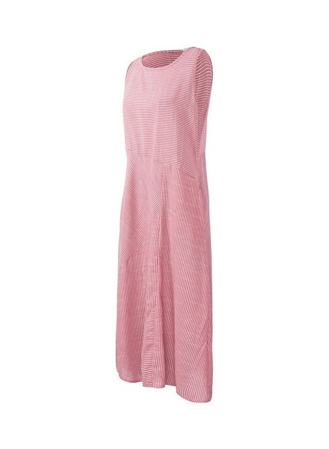 Linen Retro Casual Dress Pink  - Image 2