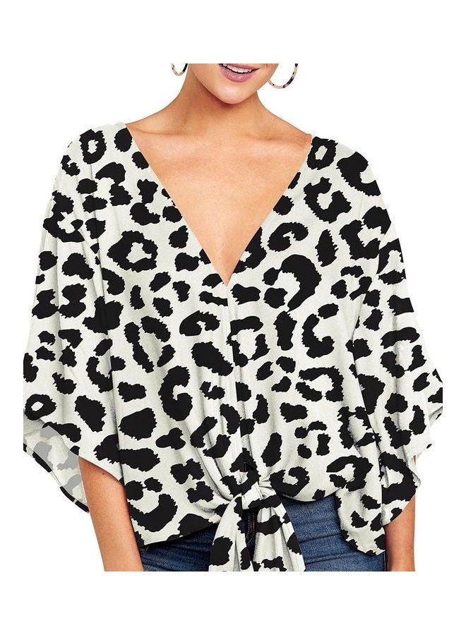 Fashionable Loose Blouse White/Black  - Image 1