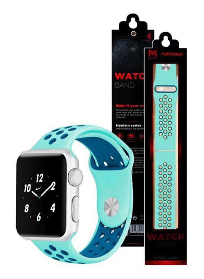MARGOUN - Apple Watch 42mm/44mm/45mm Nike Design Silicone Band Turquoise Blue - Image 1