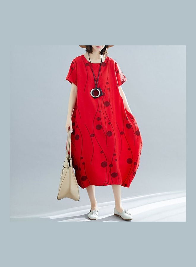 Vintage Loose Dress Red - Image 4