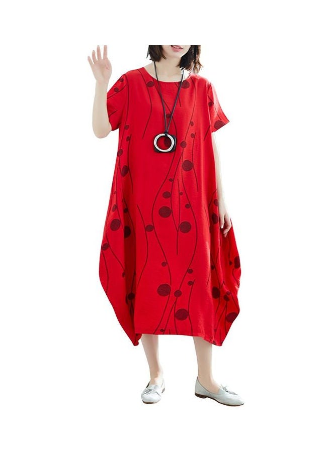Vintage Loose Dress Red - Image 1
