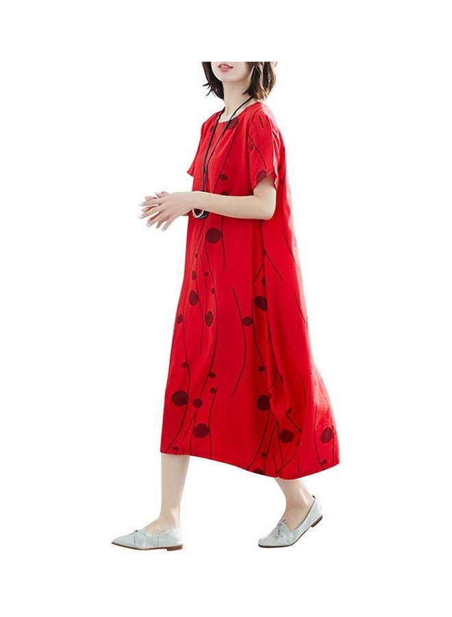 Vintage Loose Dress Red - Image 2