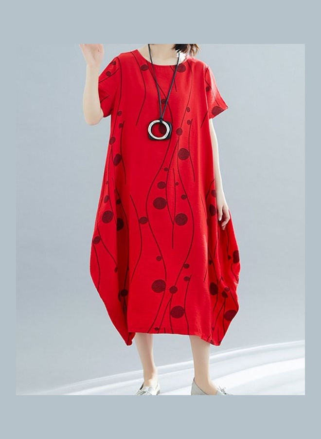 Vintage Loose Dress Red - Image 5