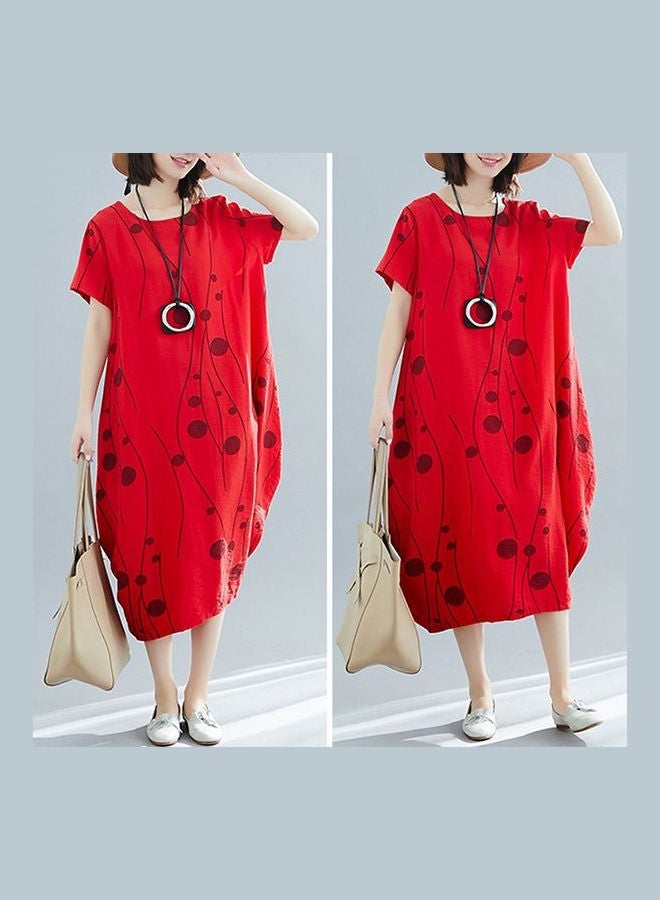 Vintage Loose Dress Red - Image 3