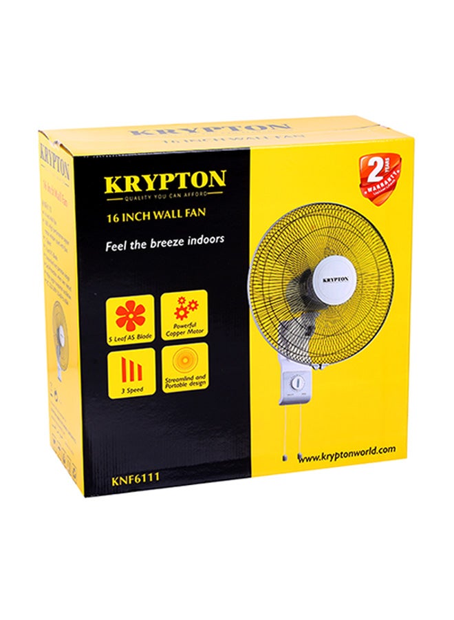KRYPTON 16 Inch Wall Mounted Fan With Oscillating/Rotating 3 Speeds 60.0 W KNF6111-F White  - Image 4