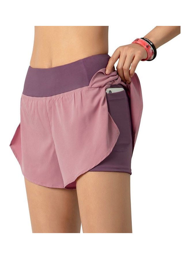 2-in-1 Shorts with Pocket Pink  - Image 3