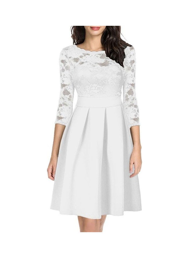 Elegant Evening Midi Dress White - Image 3