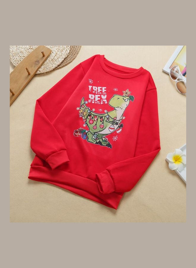 Printed Long Sleeve Sweatshirt Red - Image 3