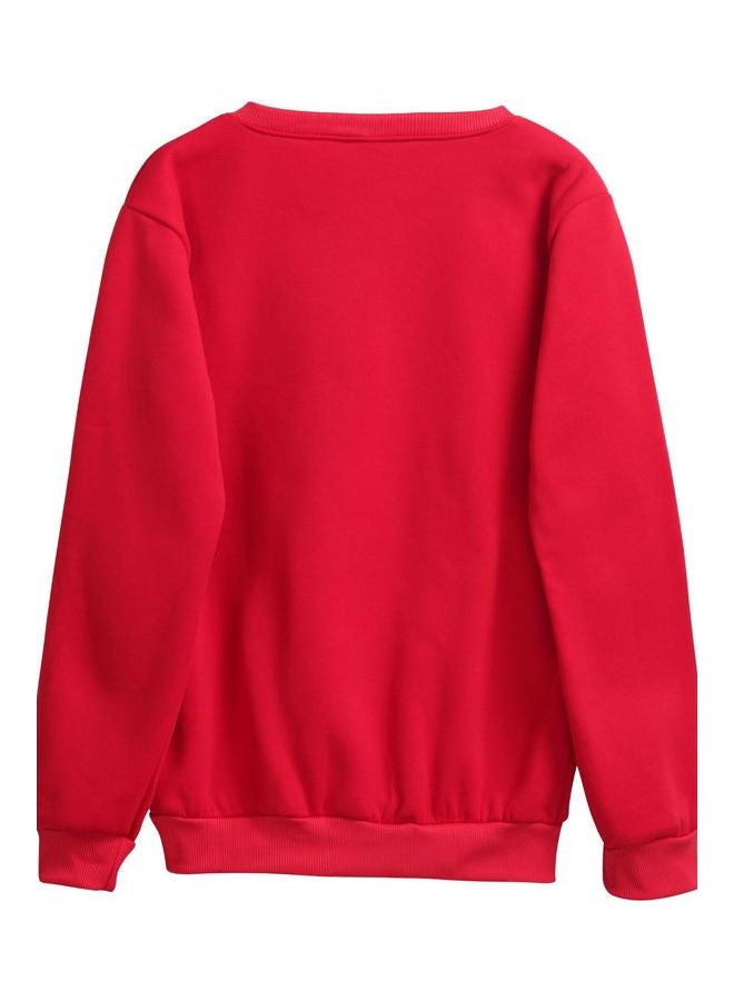 Printed Long Sleeve Sweatshirt Red - Image 2