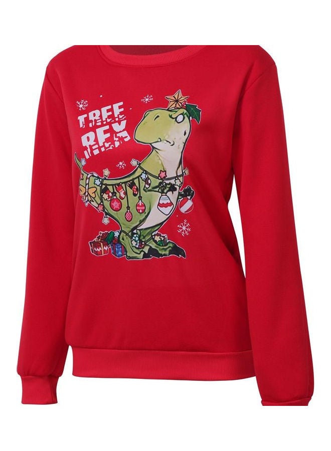 Printed Long Sleeve Sweatshirt Red - Image 1