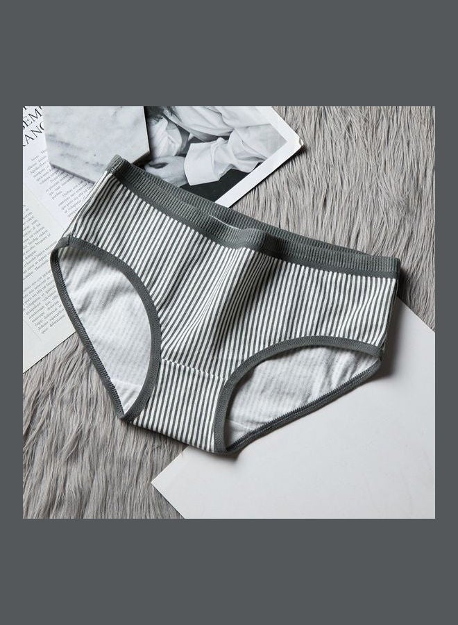 Striped Cotton Briefs Dark Grey  - Image 2