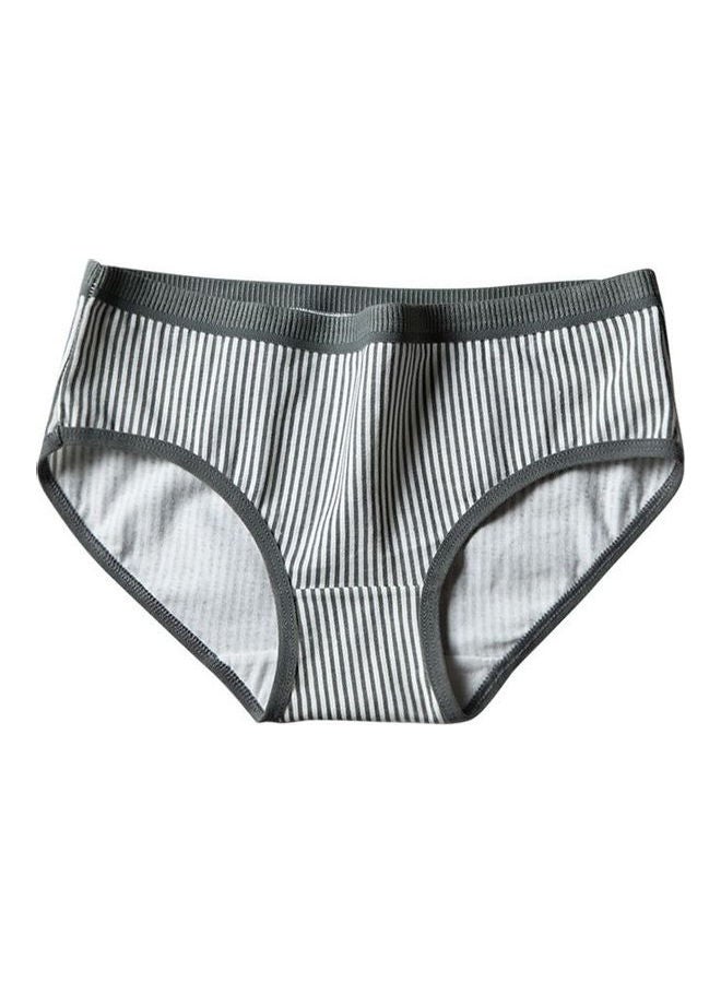 Striped Cotton Briefs Dark Grey  - Image 1