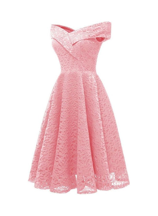 Embroidery Vintage Lace Detail Dress Pink - Image 2