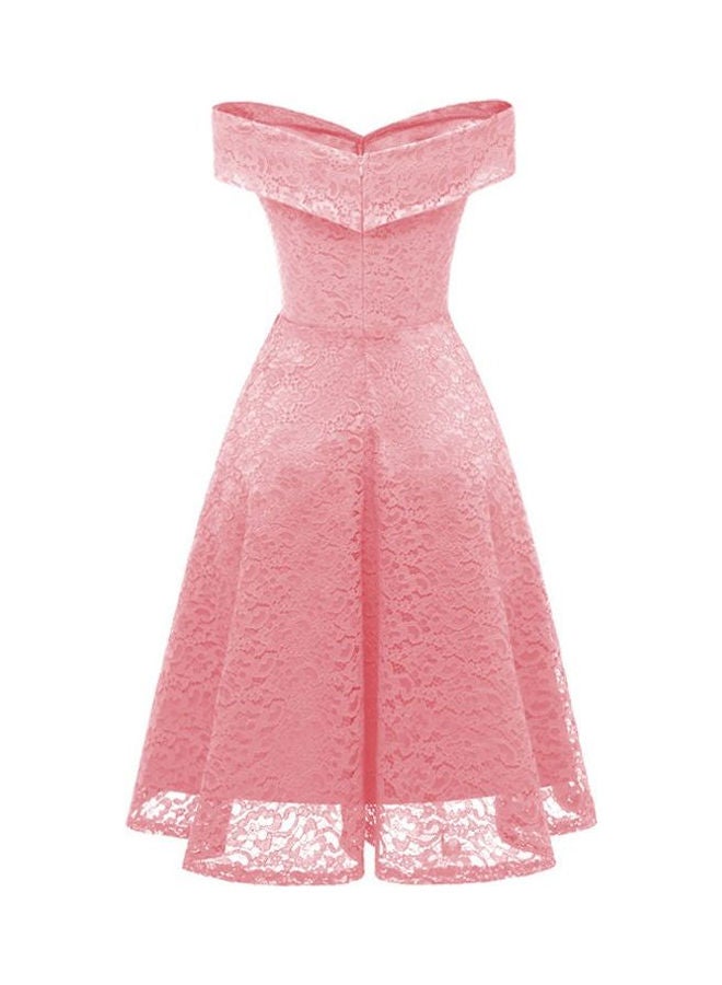 Embroidery Vintage Lace Detail Dress Pink - Image 3