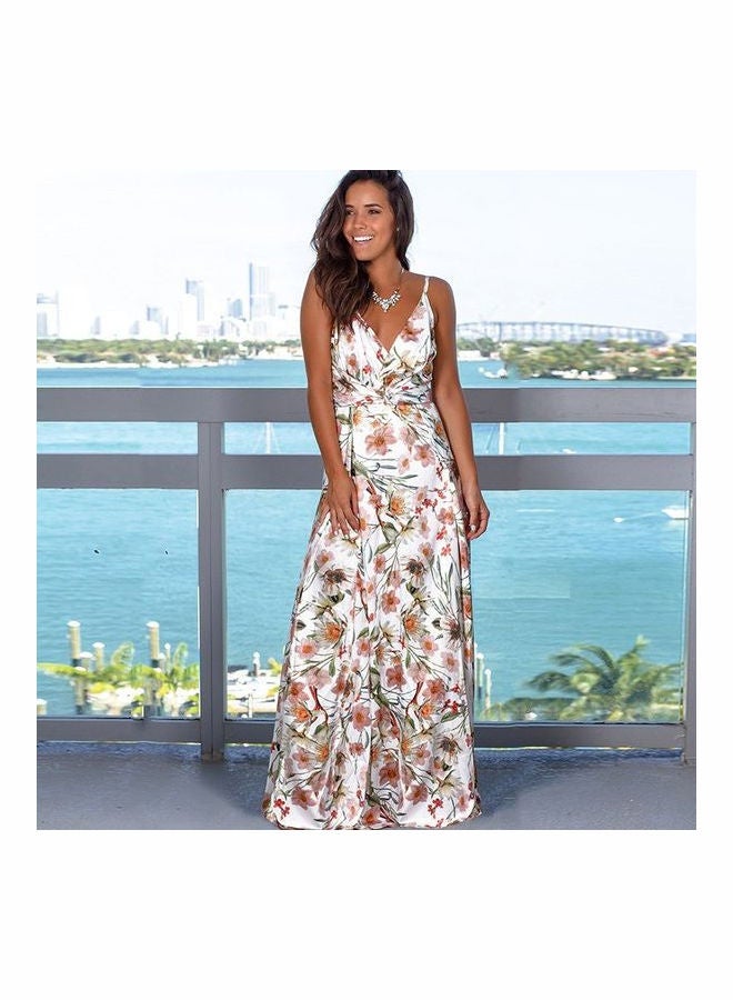 Backless and Sleeveless Spaghetti Strap Beach Dress White/Pink/Green