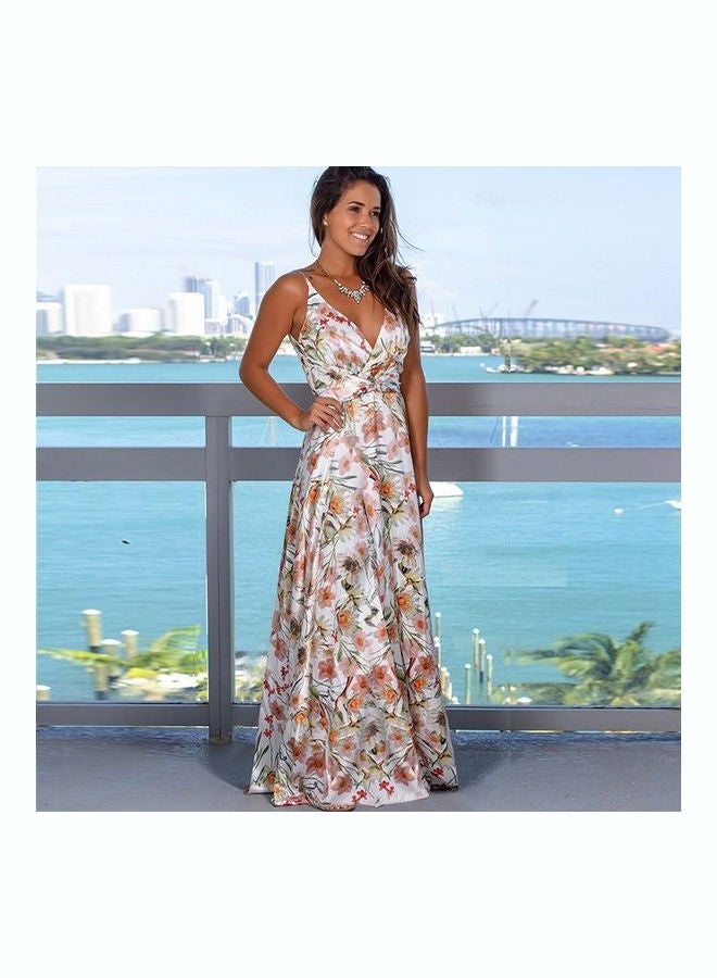 Backless and Sleeveless Spaghetti Strap Beach Dress White/Pink/Green