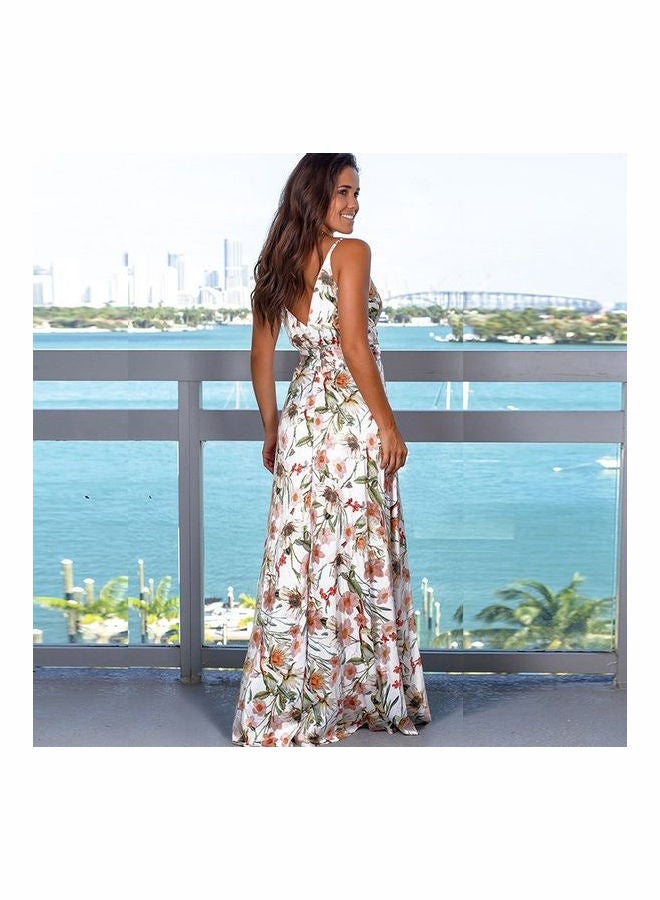 Backless and Sleeveless Spaghetti Strap Beach Dress White/Pink/Green