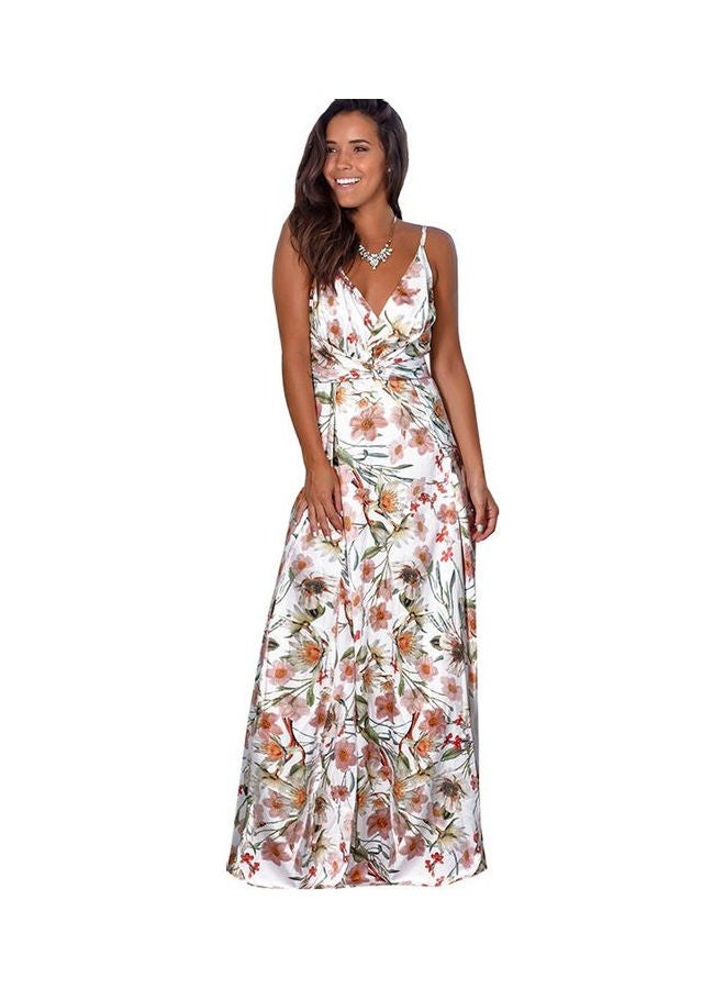 Backless and Sleeveless Spaghetti Strap Beach Dress White/Pink/Green