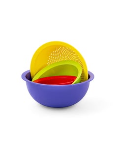 Mix set of 3 bowls, rainbow strainer Multicolour