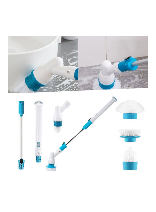 Electric Spin Scrubber Brush With Extension Handle And 3 Replaceable UK Plug Blue/Black/White  - Image 4