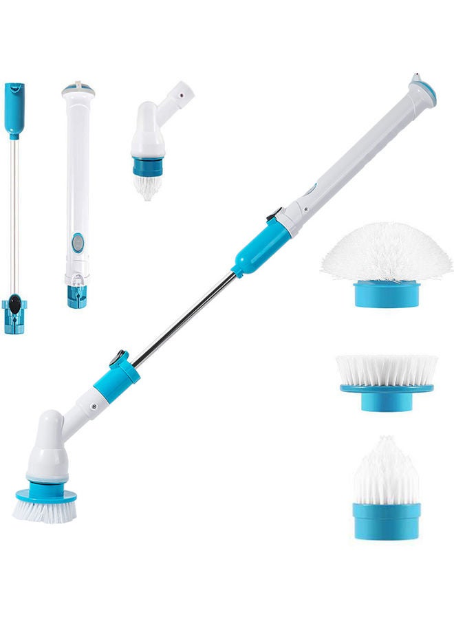 Electric Spin Scrubber Brush With Extension Handle And 3 Replaceable UK Plug Blue/Black/White  - Image 5