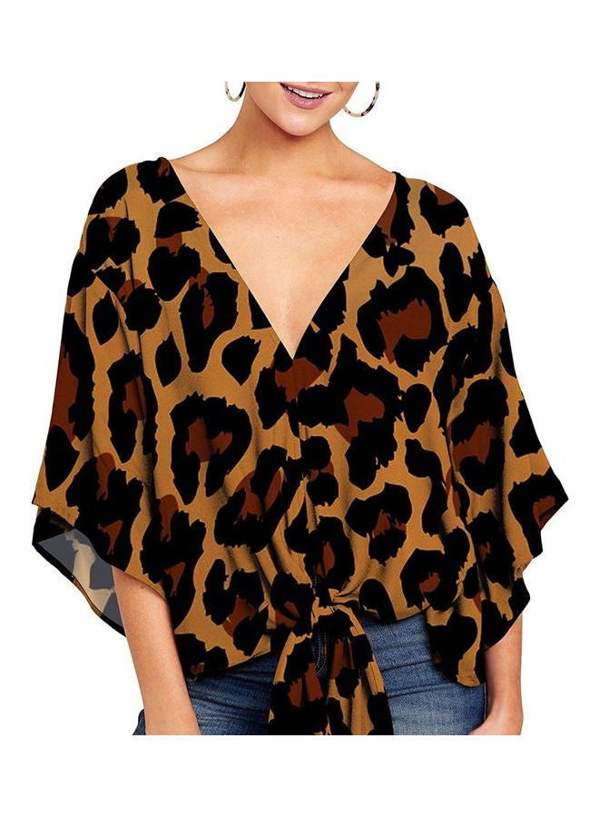 Fashionable Loose Blouse Brown  - Image 1