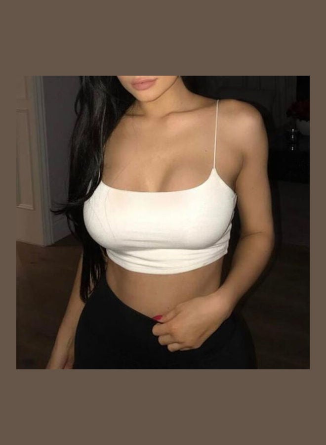 Spaghetti Strap Backless Cami White - Image 2