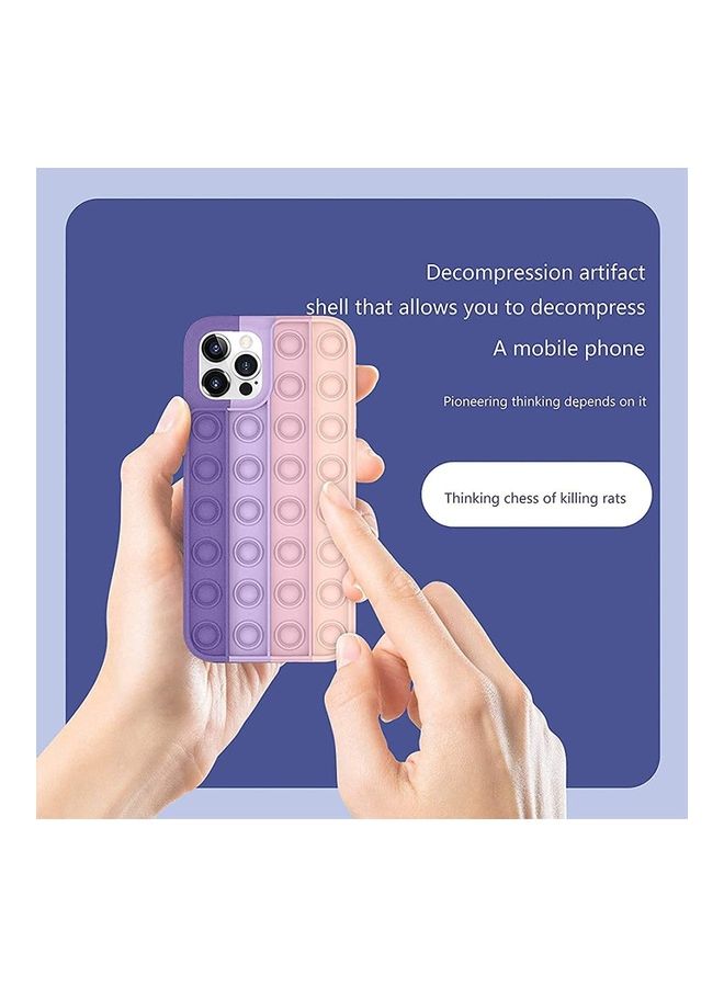 XiuWoo Pop Bubble Sensory Apple iPhone Case Round Silicone Stress Squeeze Relieve Back Cover Pink/Purple/Beige - Image 2