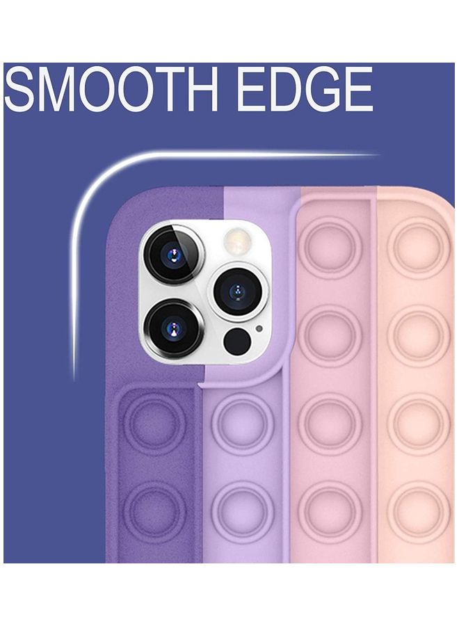 XiuWoo Pop Bubble Sensory Apple iPhone Case Round Silicone Stress Squeeze Relieve Back Cover Pink/Purple/Beige - Image 3