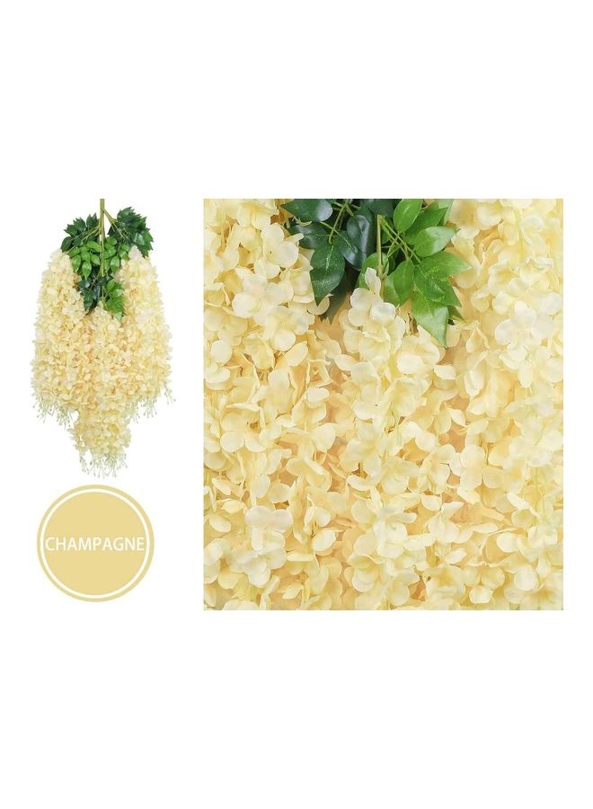 XiuWoo 24-Piece Artificial Wisteria Vine Hanging Garland Champagne/Green  - Image 2