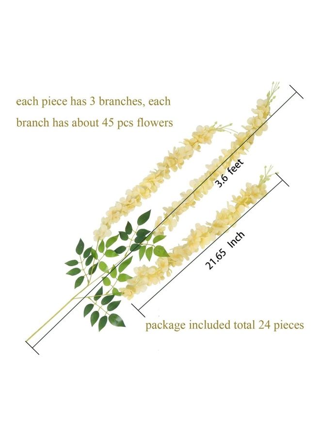 XiuWoo 24-Piece Artificial Wisteria Vine Hanging Garland Champagne/Green  - Image 3