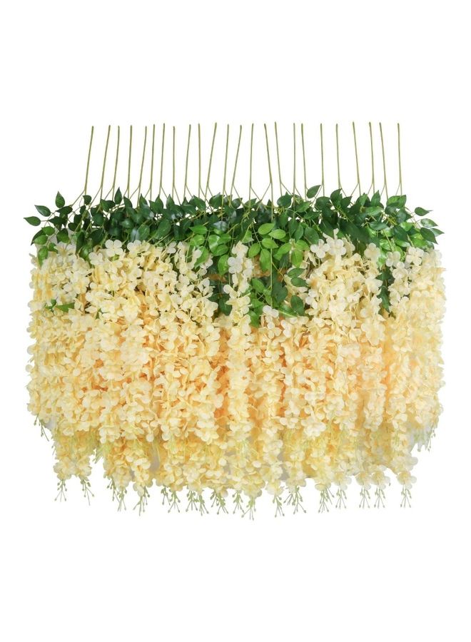 XiuWoo 24-Piece Artificial Wisteria Vine Hanging Garland Champagne/Green  - Image 1