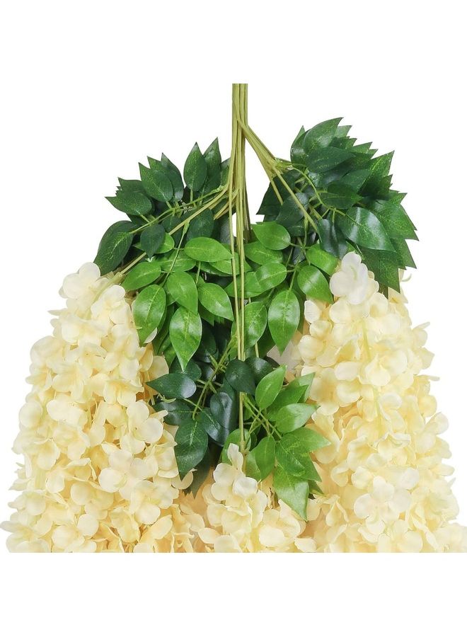 XiuWoo 24-Piece Artificial Wisteria Vine Hanging Garland Champagne/Green  - Image 4
