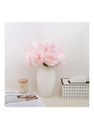2-Bunch Artificial Peonies 10 Head Silk Peony Fake Flower Pink/Green - view 5