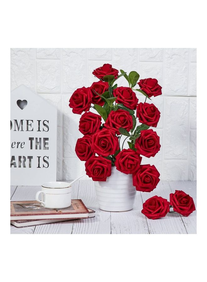 XiuWoo 30 -Piece Artificial Flower Rose Red  - Image 2