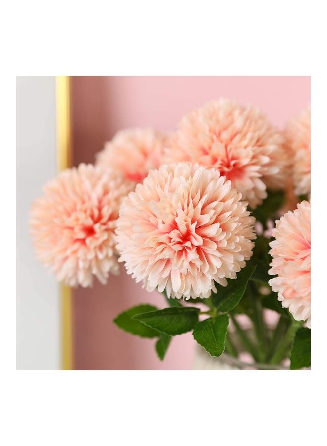 XiuWoo 12-Piece Artificial Chrysanthemum Ball Flower Beige/Green  - Image 2