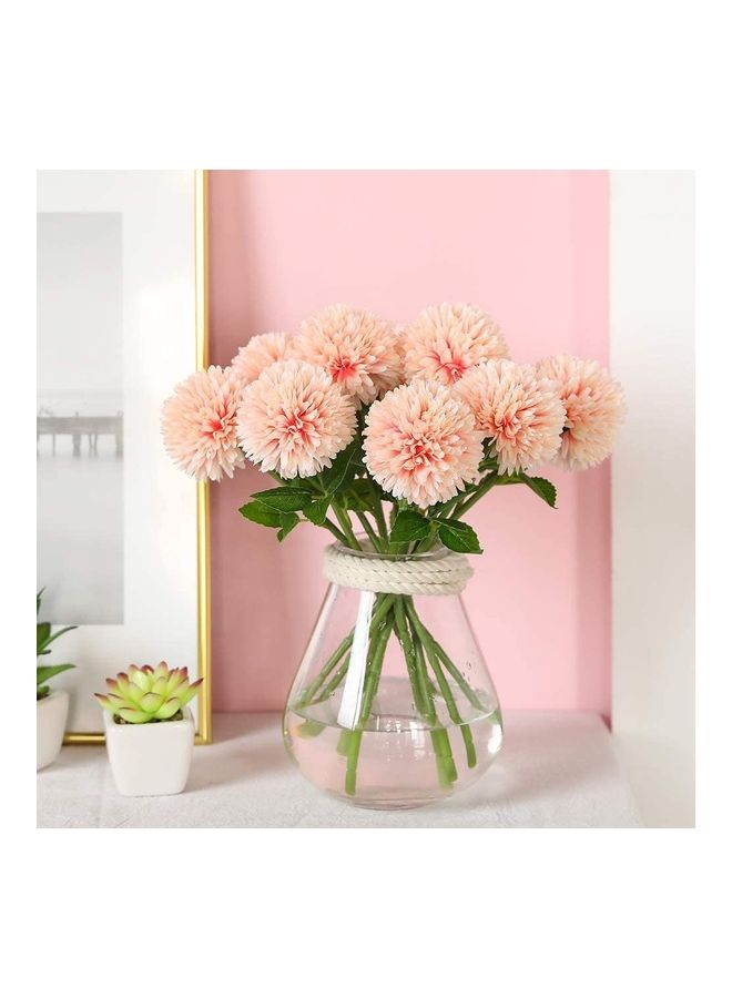 XiuWoo 12-Piece Artificial Chrysanthemum Ball Flower Beige/Green  - Image 3
